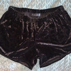 Black, Velvet Shorts, Size Medium